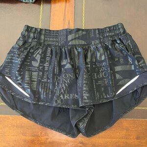 Black lululemon hotty hot shorts. Limited time holiday edition.